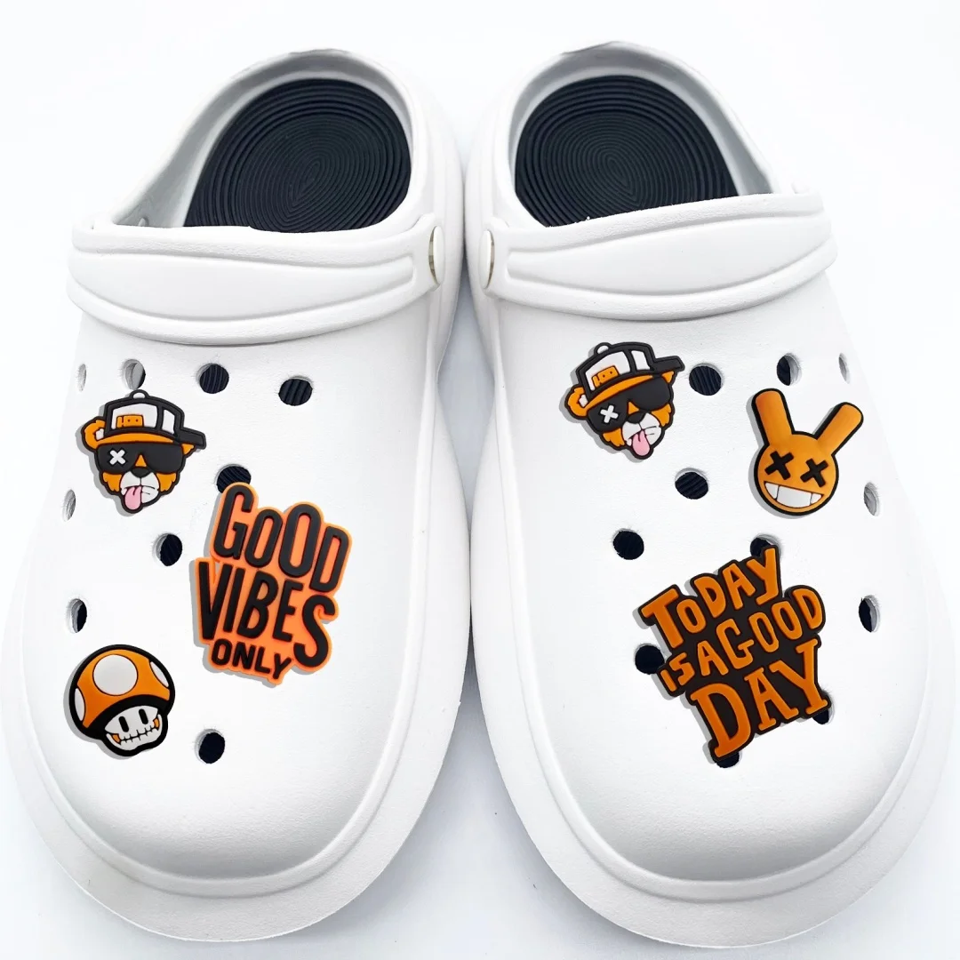 

New 1-6pcs Cartoon Rabbit Mushroom Dog PVC Garden Shoe Charms Children Sandal Accessories Shoe Buckle For Kids X-mas Gift