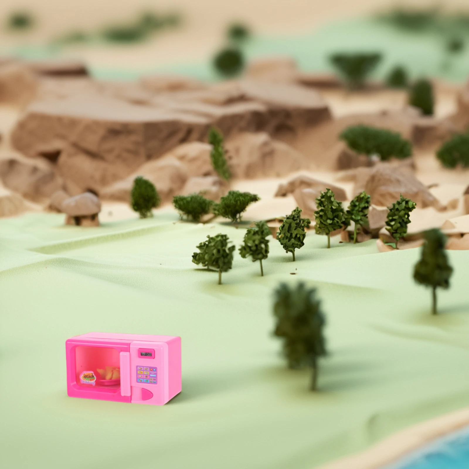 

1Pcs Mini House Microwave Oven Simulation Kitchen Appliance Pink Exquisite Compact Premium Material Realistic Lightweight