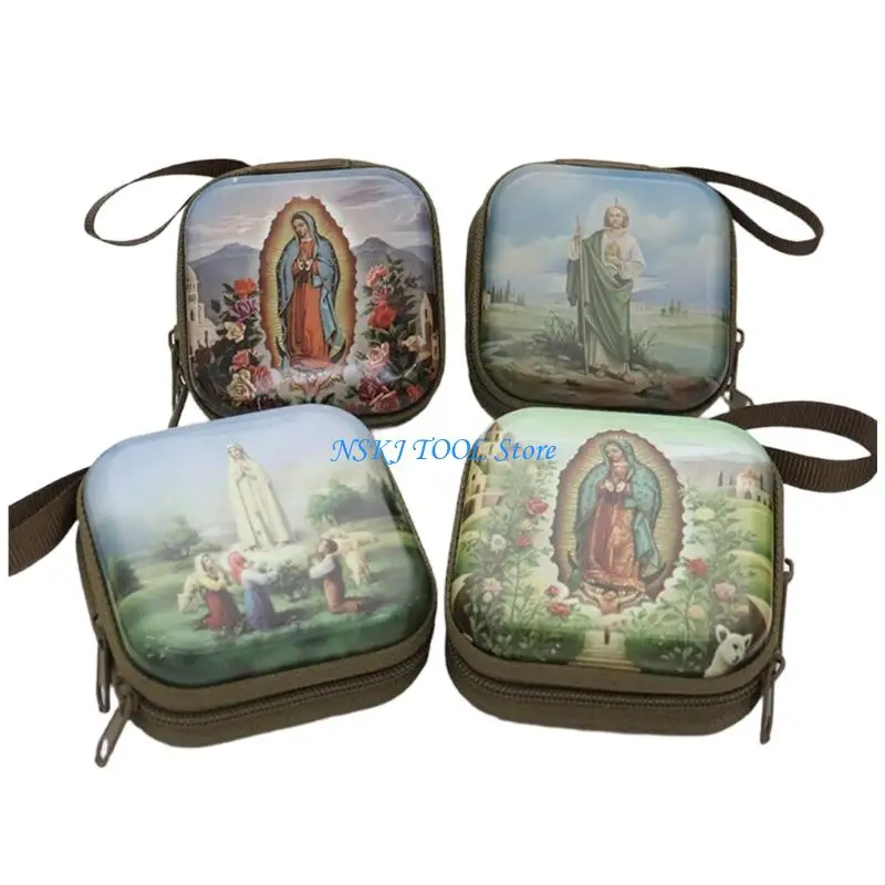L8RC – prière pour chapelet, pochettes pour chapelet, boîte rangement bijoux religieux pour bagues, boucles