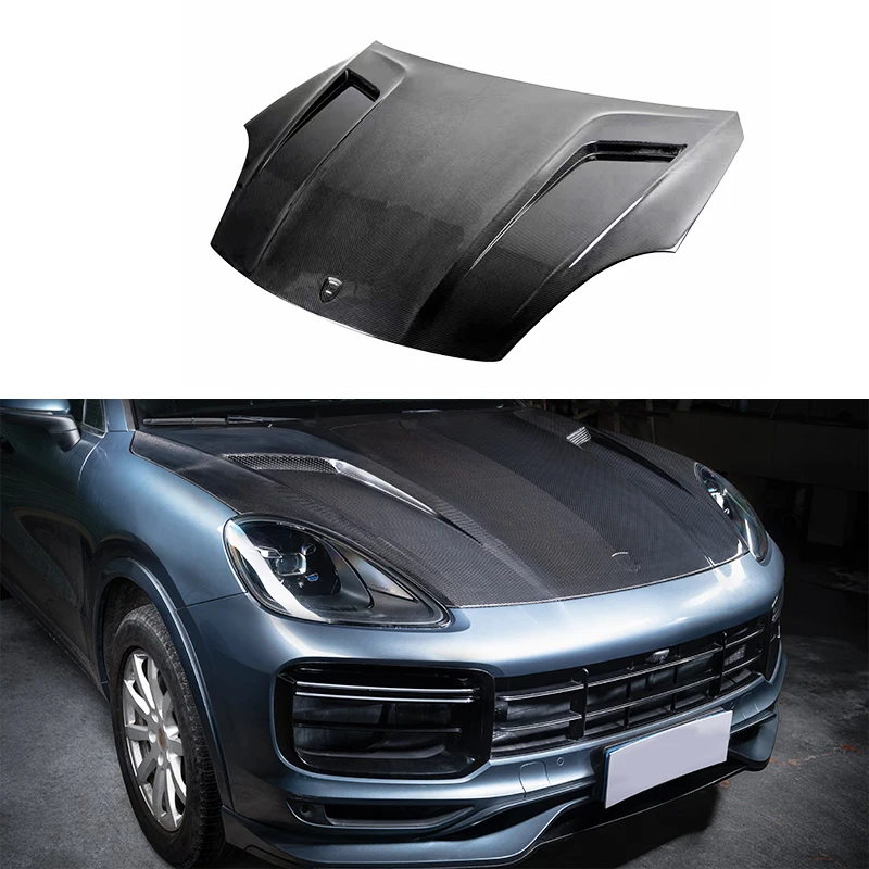 

Deren High QualityFor Porsches Cayenne 2018-2023 9Y0 Carbon Fiber Engine Hood Dry Carbon 9YA Techart Front Bumper Upgrade