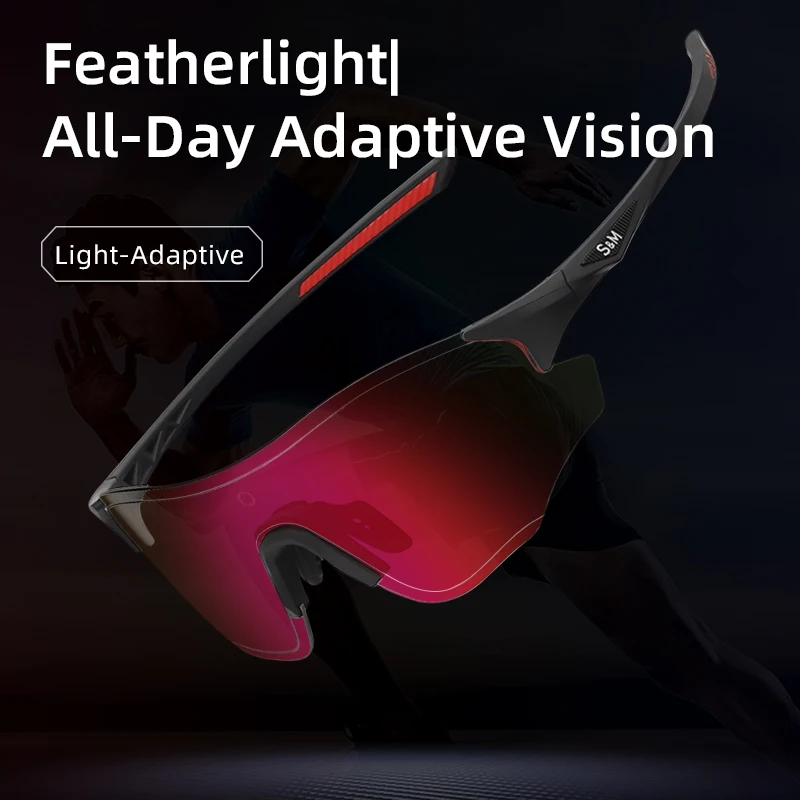 

S&M Outdoor Climbing Photochromic Cycling Glasses MTB Riding Sunglasses UV400 Polarized Goggles Man Woman Bike Bicycle Eyewear