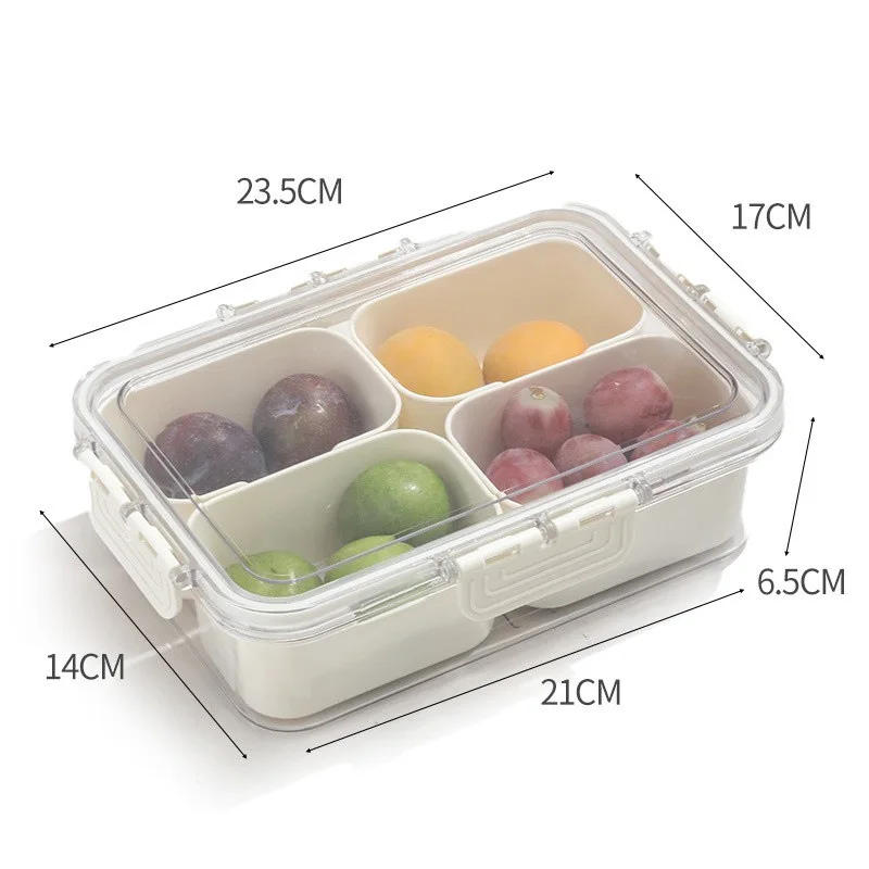 Clear 8/4-Compartment Snack Container with Lid&Handle, Dishwasher&Microwave Safe Portable Fruit Candy Nut Tray for Travel Gift view 6