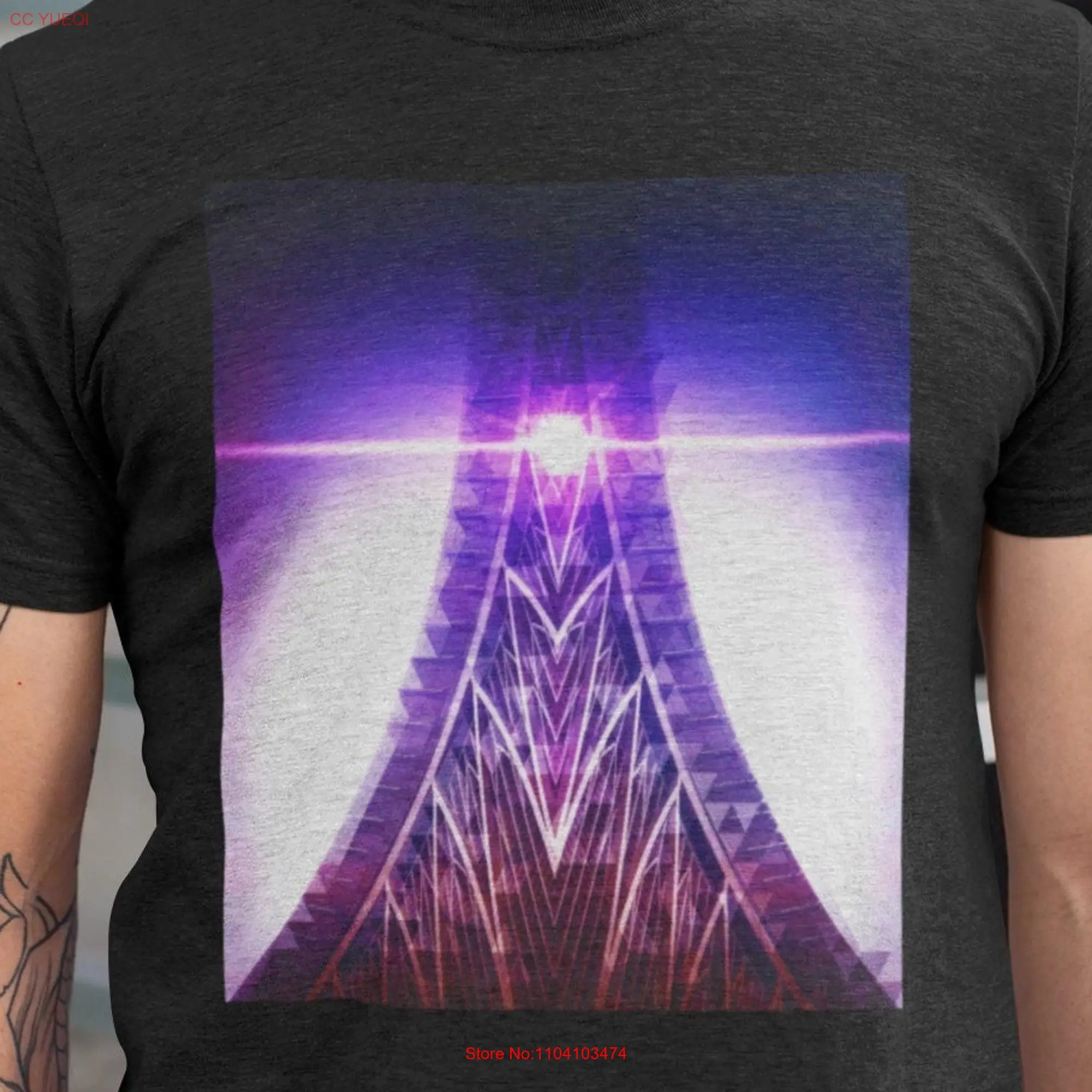 Cosmic Trippy T Shirt Abstract Architecture Psychedelic Vaporwave long or short sleeves