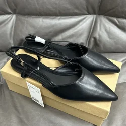Designer Fashion Pointed Toe Women's Flats 2024 Autumn Elegant Dress Slingbacks Shallow Big Size Comfortable Luxury Ladies Shoes