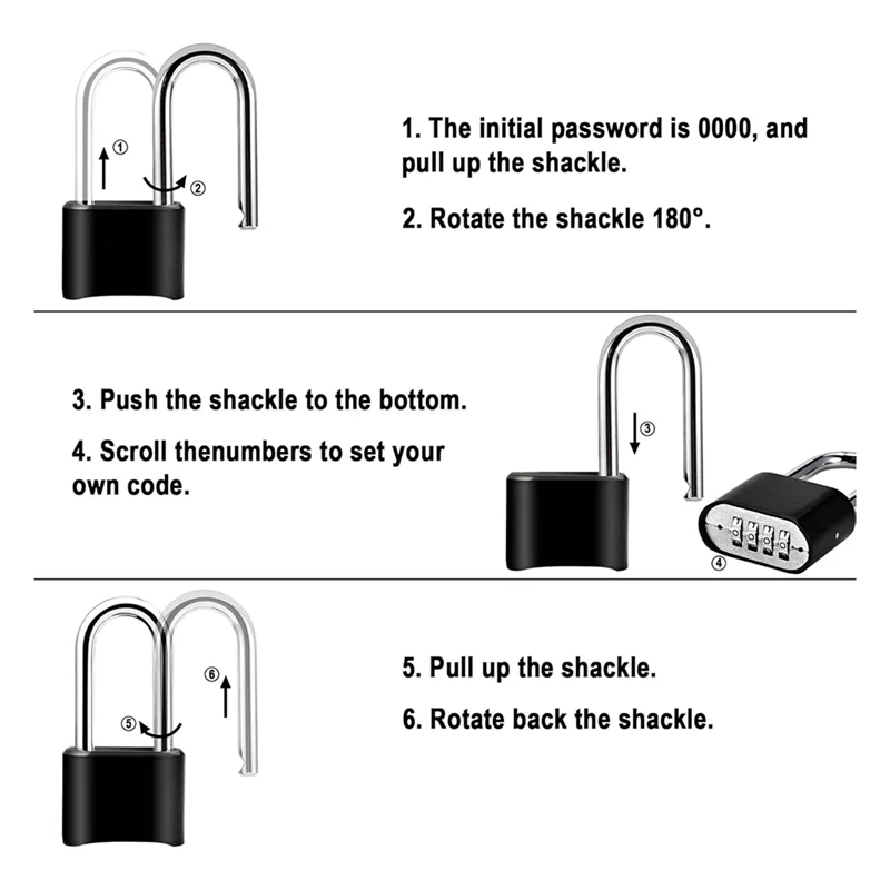 AA08-2Pcs Combination Lock, 4-Digit Heavy Duty Combo Lock, Combination Padlock Outdoor Waterproof Gate Locks For Fence