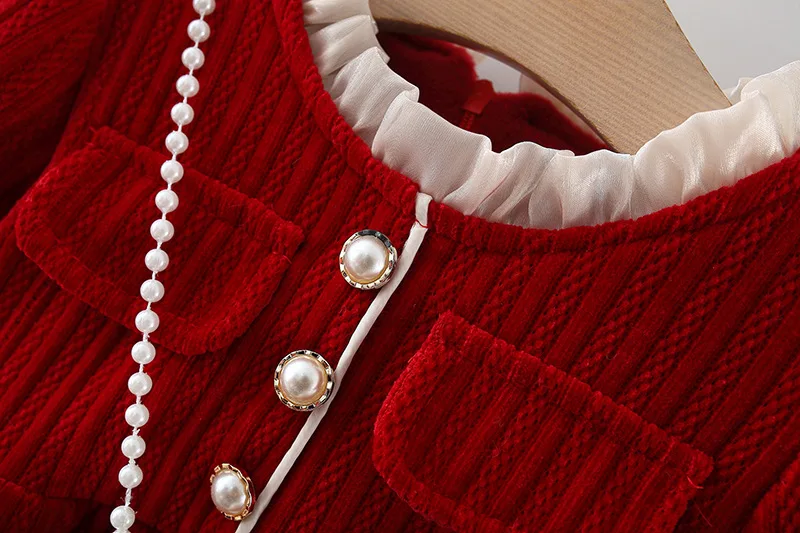 2 Teile/satz Winter Kinder Kleidung Neue Jahr Chirstmas Baby Mädchen Dickes Kleid Zarte Kleinkind Kostüm Kind Kostüm + Niedlichen Kaninchen Tasche – Detail 6