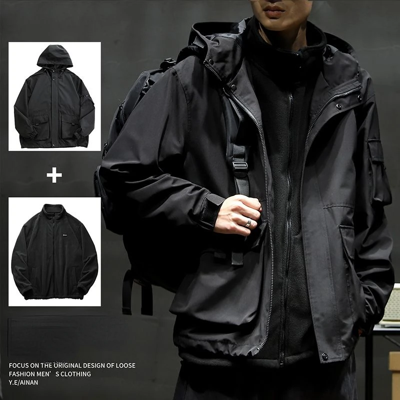 Autumn Winter 3-in-1 Removable Liner Rainproof Waterproof Jacket Multiple Pockets Bomber Jacket Military Tactical Coats Hooded