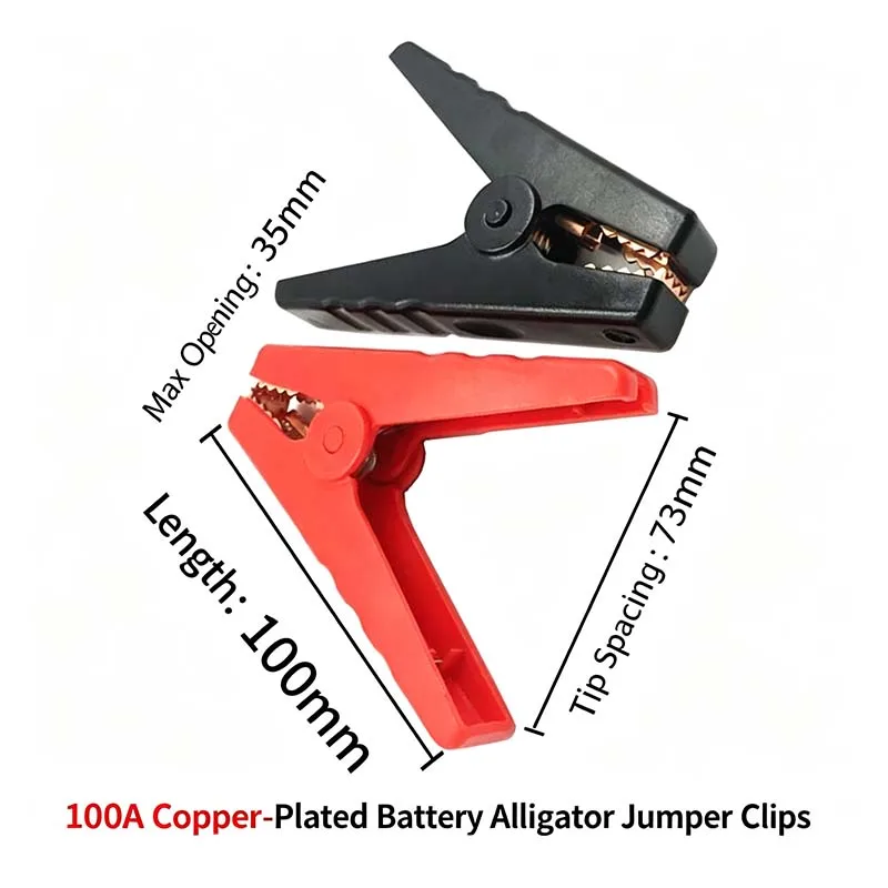 8.3 square, 80A high-power current XT90 female connector to high-current red-and-black alligator clip wire, 0.3/0.5/1 m