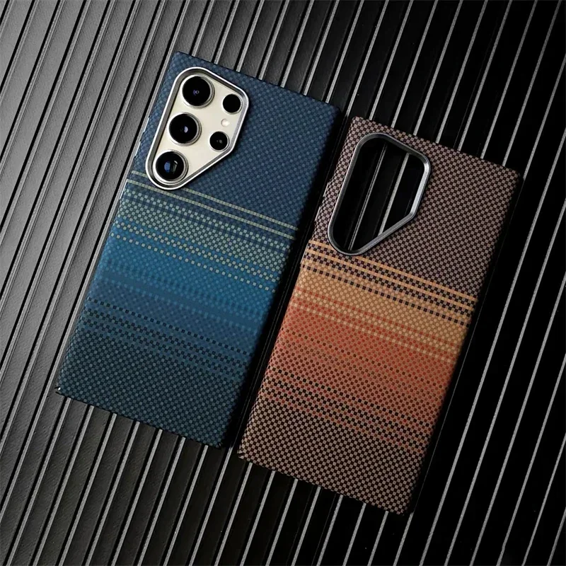 

Luxury Carbon Fiber Texture Magnetic Case for Galaxy S25 S24 S23 Ultra Plus Wireless Charging Alloy Lens Shockproof Cover