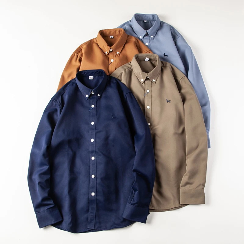 

Retro American Embroidered Long Sve Loose Casual irt Men's Spring Autumn New Sle Comfortable Outerwear Classic Fit