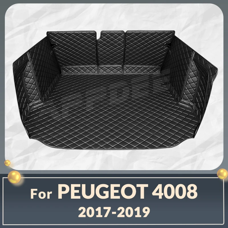 Auto Full Coverage Trunk Mat For PEUGEOT 4008 2017 2018 2019 Car Boot Cover Pad Cargo Liner Interior Protector Accessories