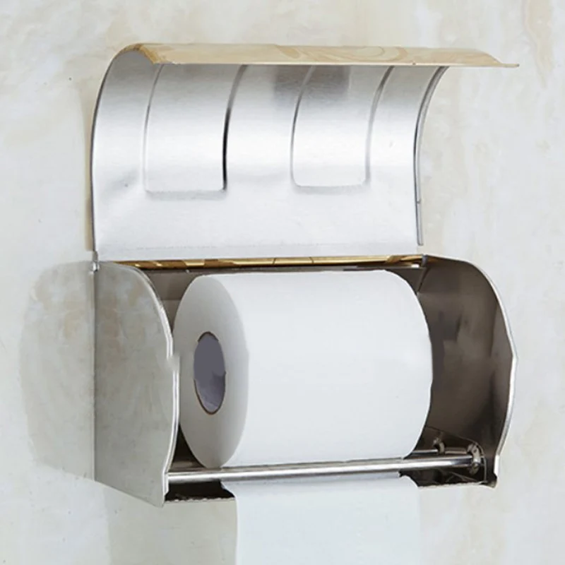 Stainless Steel Wall Toilet Paper Roll Holder Self Adhesive Holder Towel Rack