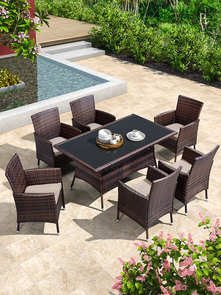 

Purple leaf courtyard table and chair five-piece combination outdoor leisure rattan chair garden terrace outdoor di