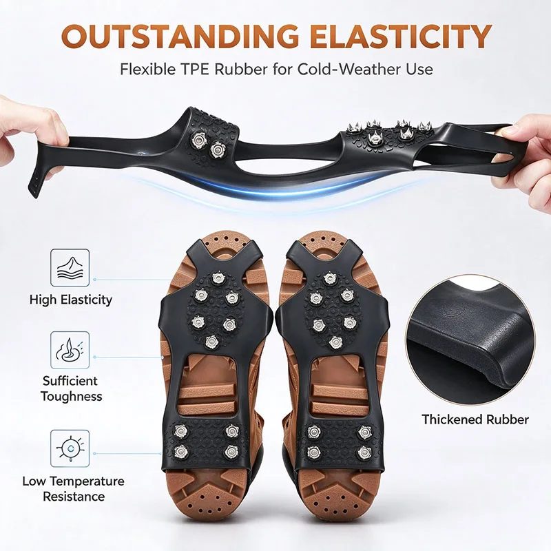 Winter Outdoor 8 Teeth Ice Shoe Spikes Ice Grips for Shoes Non-slip Mountain Crampons Anti-slip Spikes Shoes Ice FHBZ03