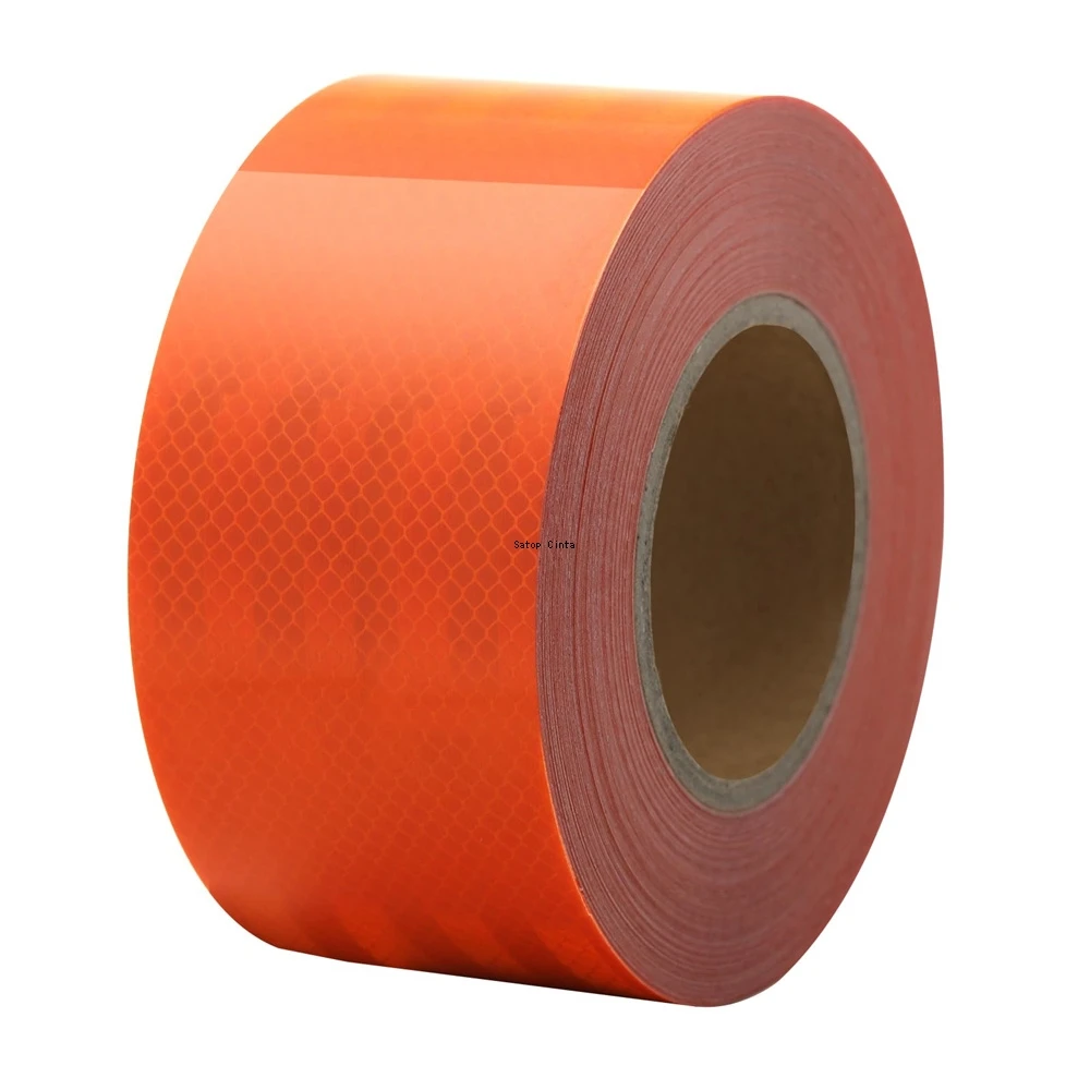 4inch*17FT Micro Prismatic Reflective Vinyl Strips Orange Printing Waterproof Self-Adhesive Reflectors Tape Film For Truck Trail