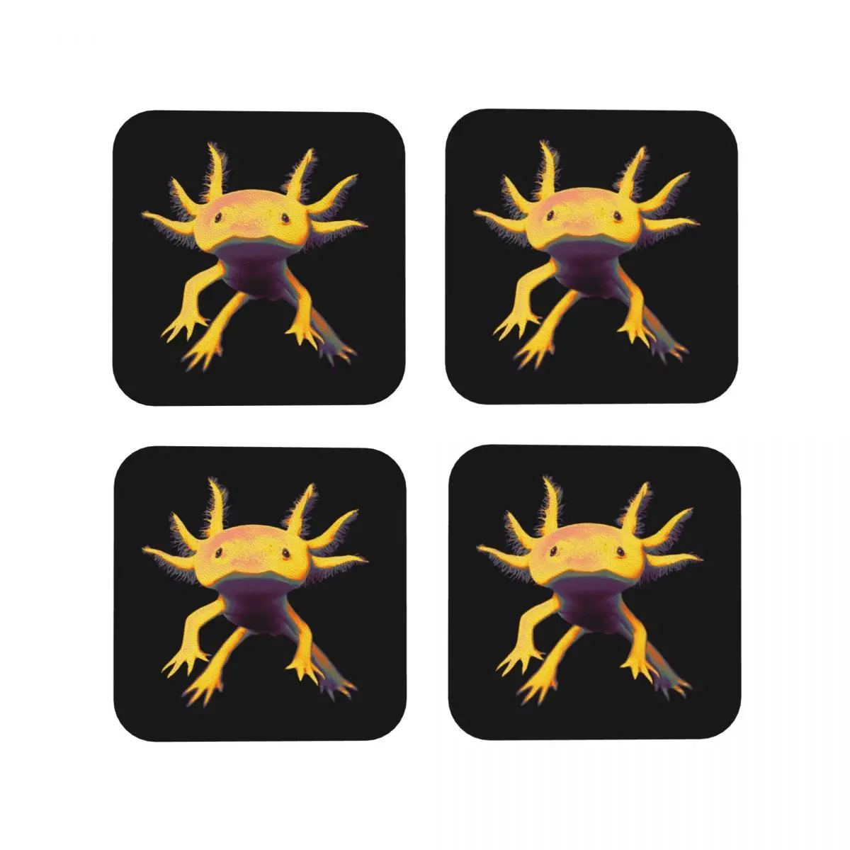 Axolotl Coasters Kitchen Placemats Waterproof Insulation Cup Coffee Mats For Decor Home Tableware Pads Set of 4