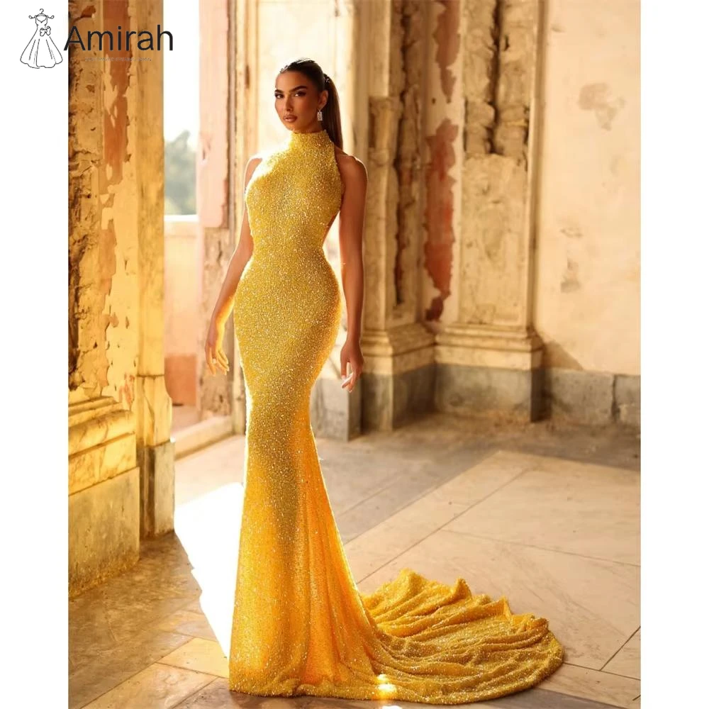 

Amirah Fishtail Long Tail Luxurious Women's Evening Dresses Woman Elegant Off-shoulder Bead Embroidery Custom Made Ball Gowns