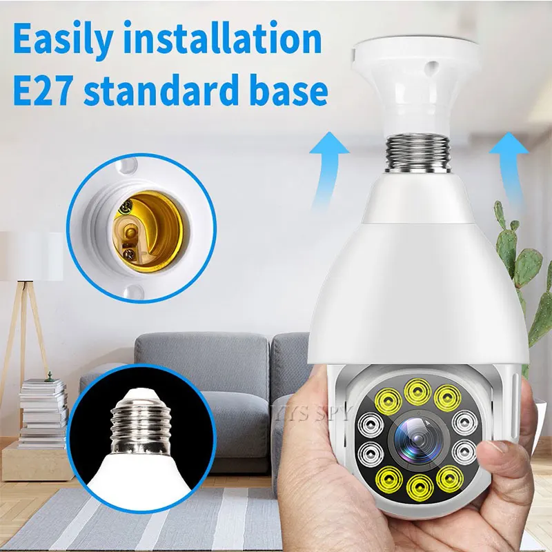 1080P Hd Wifi Lamp Camera 10Pcs Ir Lampen 360 ° Panoramisch Nachtzicht Bewegingsdetectie Alarm Surveillance Beveiliging cctv Ip Mini Cam