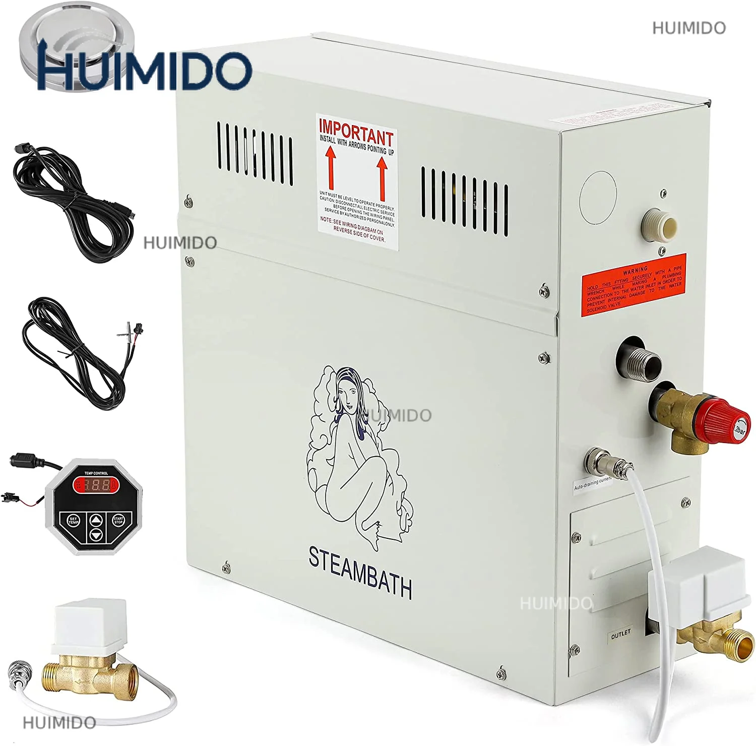STCMOET 9KW Luxury Steam Generator Shower Sauna Home Steam Bathroom Generator with Self-Draining for Space Heating 9 CBM