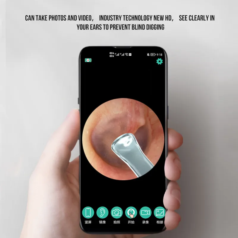 Colher de limpeza inteligente sem fio para adultos, dispositivo multifuncional de escavação, escolha visual, WiFi, novo design