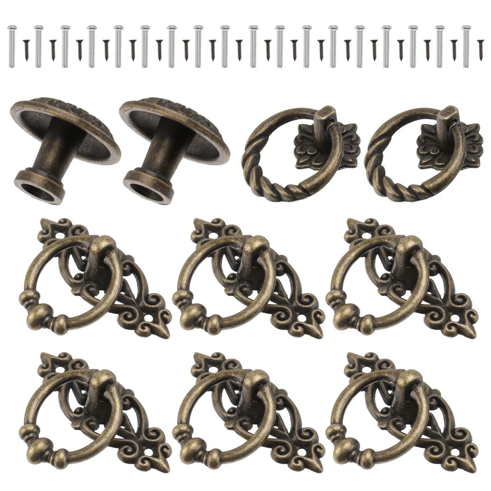 

1Set Retro Cabinet Handle Simple Drawer Pull Ring Home Furniture Accessory Zinc Alloy Decorative Door Knob for Kitchen Wardrobe