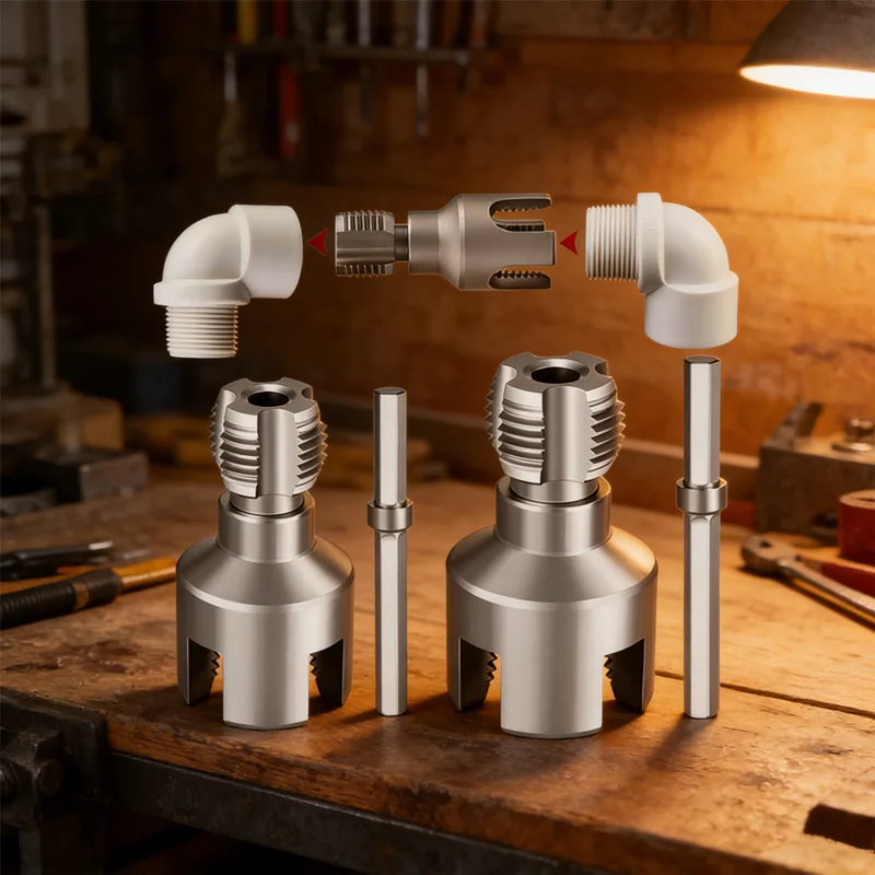 All-in-One PVC Pipe Threader Kit Cut Both Internal External Thread Attaches to Your Drill for Quick Clean Thread on Plastic Pipe