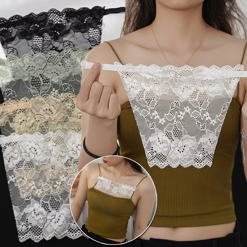 Button Adjustable Lace Bra Anti Glare Women's Top Seamless Chest Cover Fabric Cover Lace Invisible Bra Cleavage Cover Underwear
