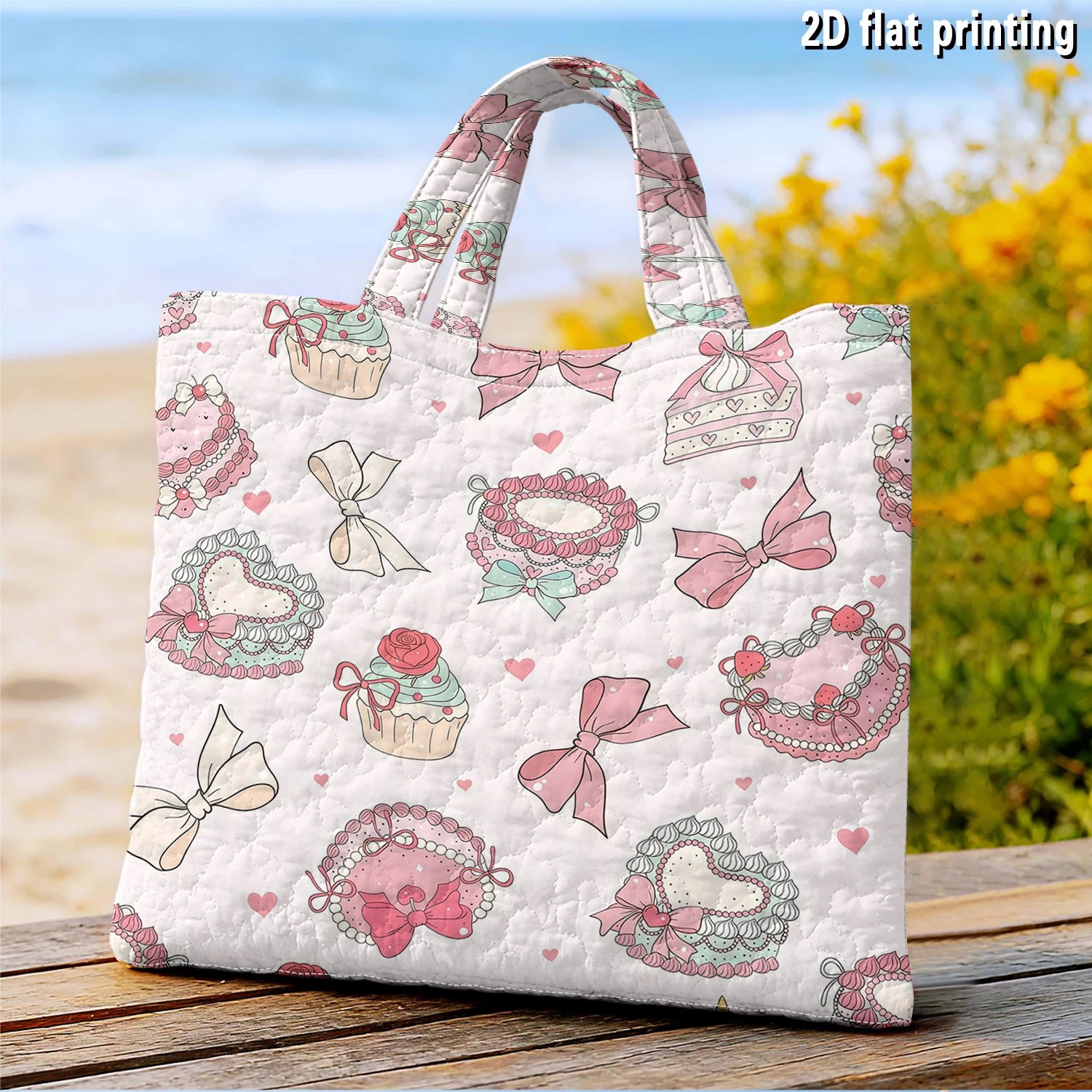 Bolso de Hombro de Lona de Gran Capacidad en Tono Rosa Pálido, Bolso Tote con Estampado a Doble Cara, Bolso de Compras Diario, Bolso de Mano de Moda para Regalo
