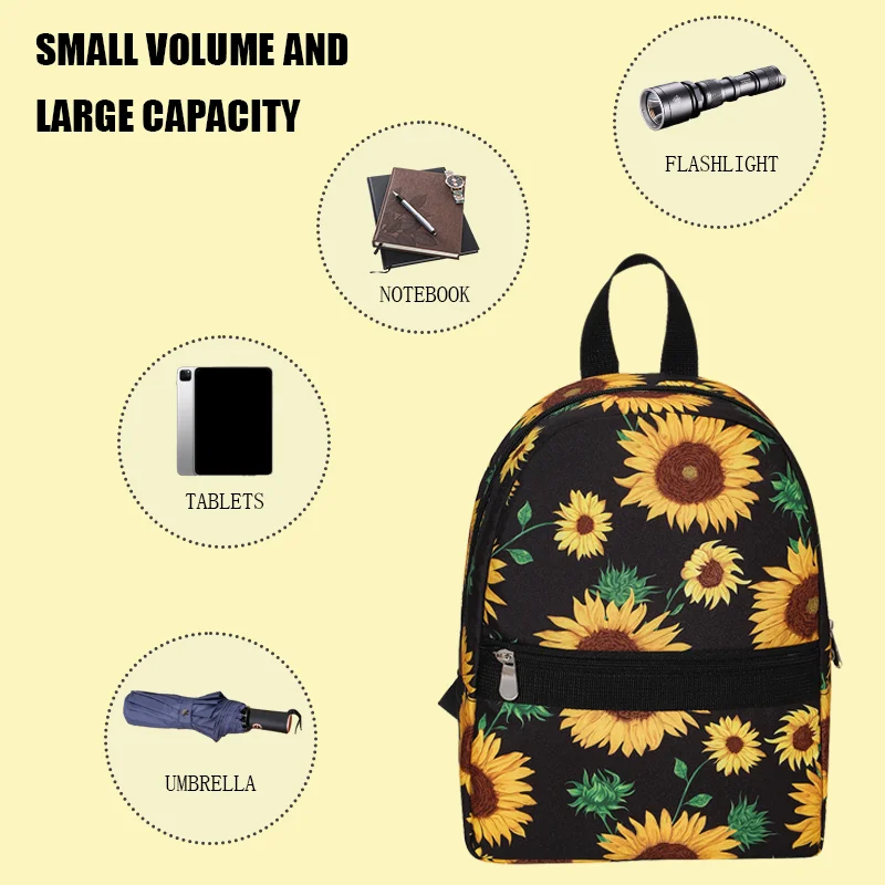 1pc Sunflower Flower Nylon Backpack Large Capacity Daily Commuting Storage Bag Can Hold Water Cups, Books, Clothing, Etc