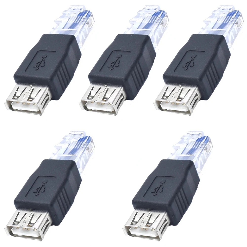 

5Pcs USB A Female to Ethernet RJ45 Male Adapter Connector USB 2.0 Router Adapter Laptop Network Cable Ethernet Converter Plug