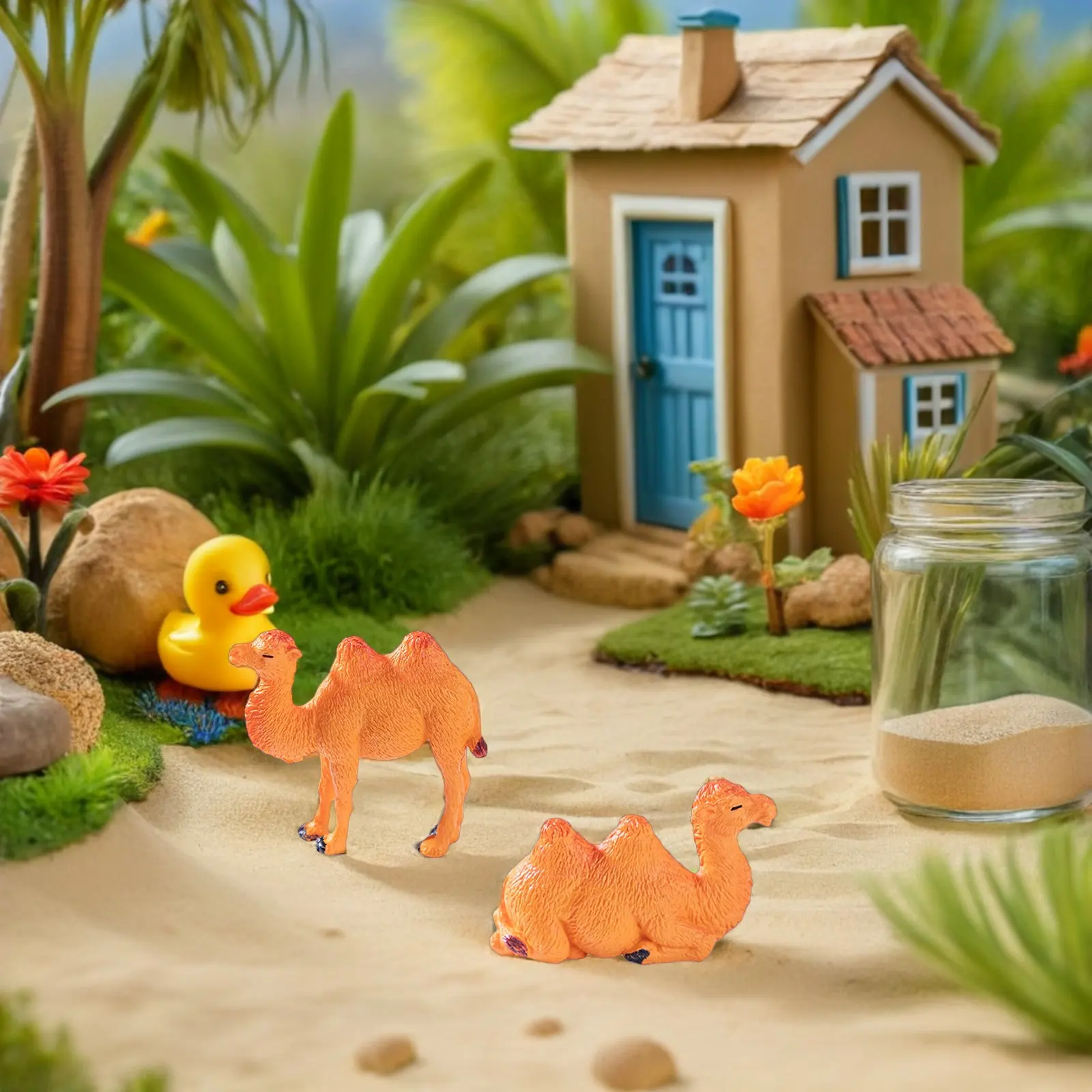 

18Pcs Micro Landscape Camel Decorations Realistic Desert Diorama Supplies Miniature Animal Figures for Terrarium Fairy Garden