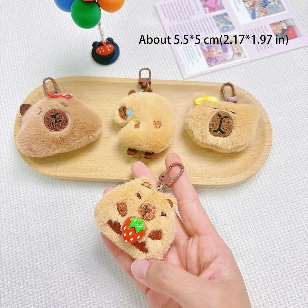 Kawaii Cartoon Capybara Doll Pendant Gifts Stuffed Toys Capybara Plush Keychain Schoolbag Accessories Car Key Ring