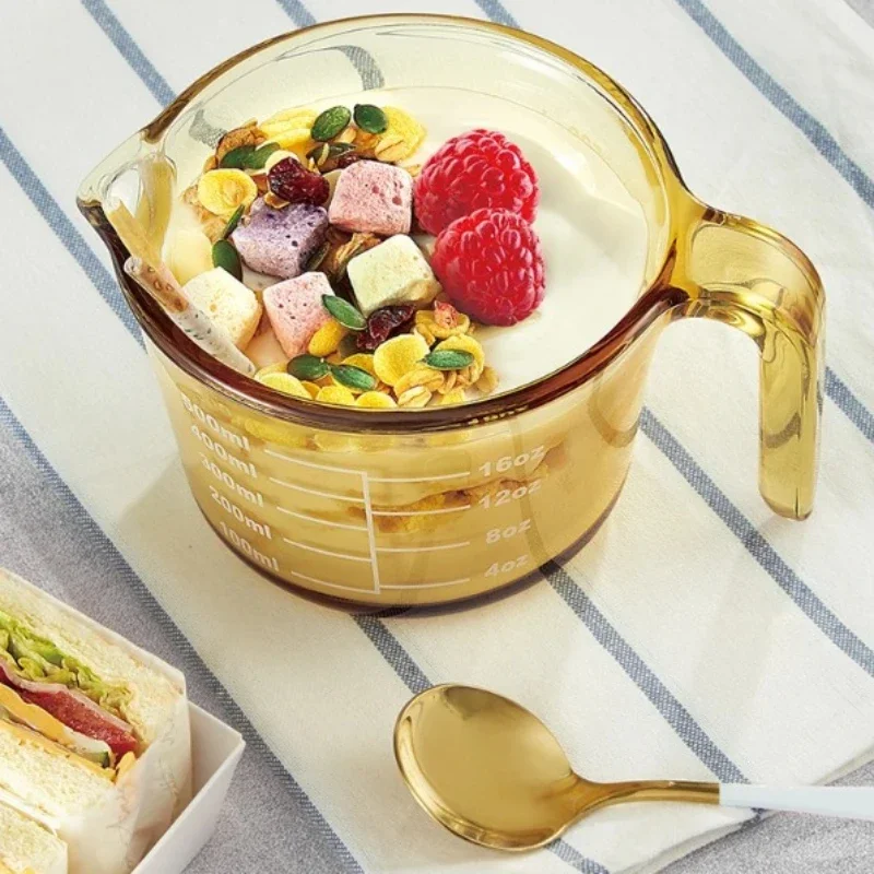 High temperature resistant glass measuring cup, food grade breakfast cup, egg beater Milk Cup, gorgeous tableware