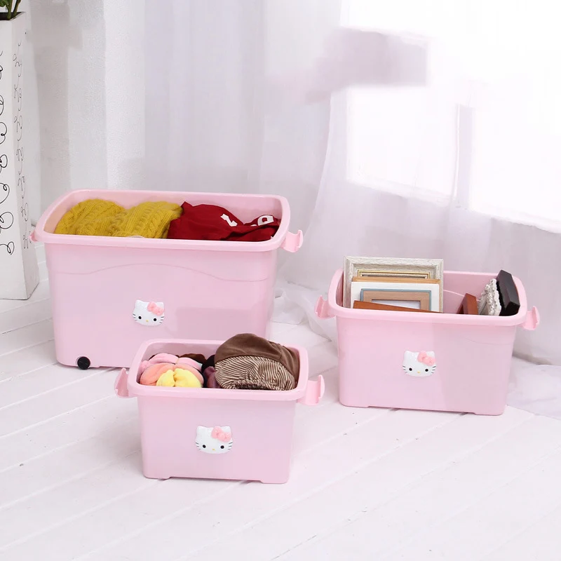 Kawaii Sanrioed Hello Kitty Storage Box Storage Box Cartoon Toy Storage Portable High Capacity Student Girl Festival Gift