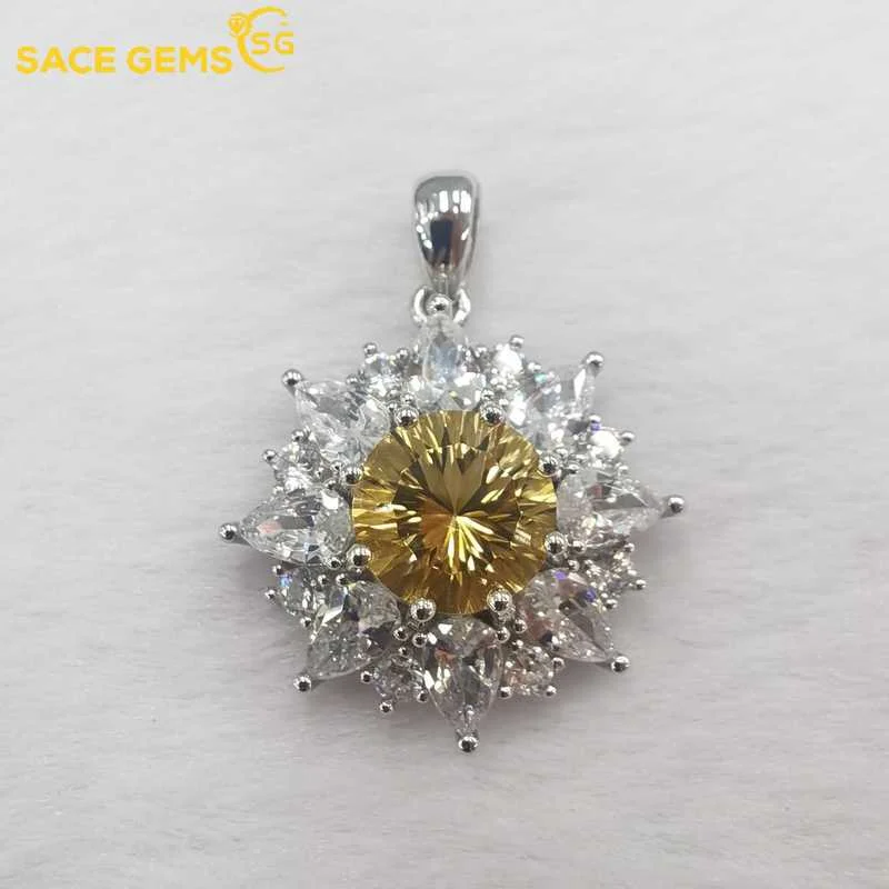 

SACE GEMS Luxury Pendant for Women 925 Sterling Silver 10*10mm Quartz Topaz Pendant Necklace Wedding Party Fine Jewelry Gifts