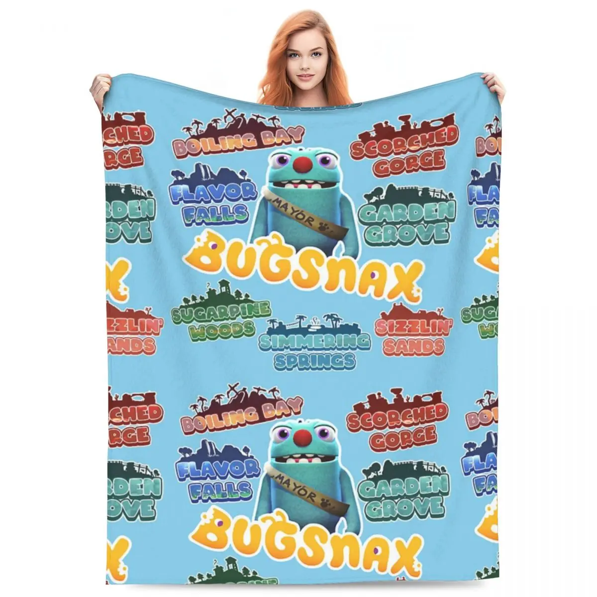 Bugsnax Locations Fan Art Pack Black Kinda Bug Blankets Flannel Sofa Throw Blanket Warm for Couch Bedding Throws Bedspread Quilt
