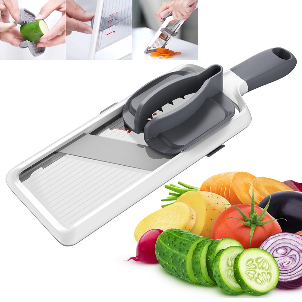 

Safe Mandoline Food Slicer Comfort Grip Mandolin French Fry Cutter Easy To Clean 3 Modes for Speedy Slicing of Fruits Vegetables