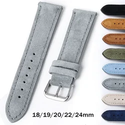 18/19/20/22/24mm Soft Suede Leather Strap for Seiko for Omega for Citizen Vintage Handmade Bracelet Quick Release Wrist Band