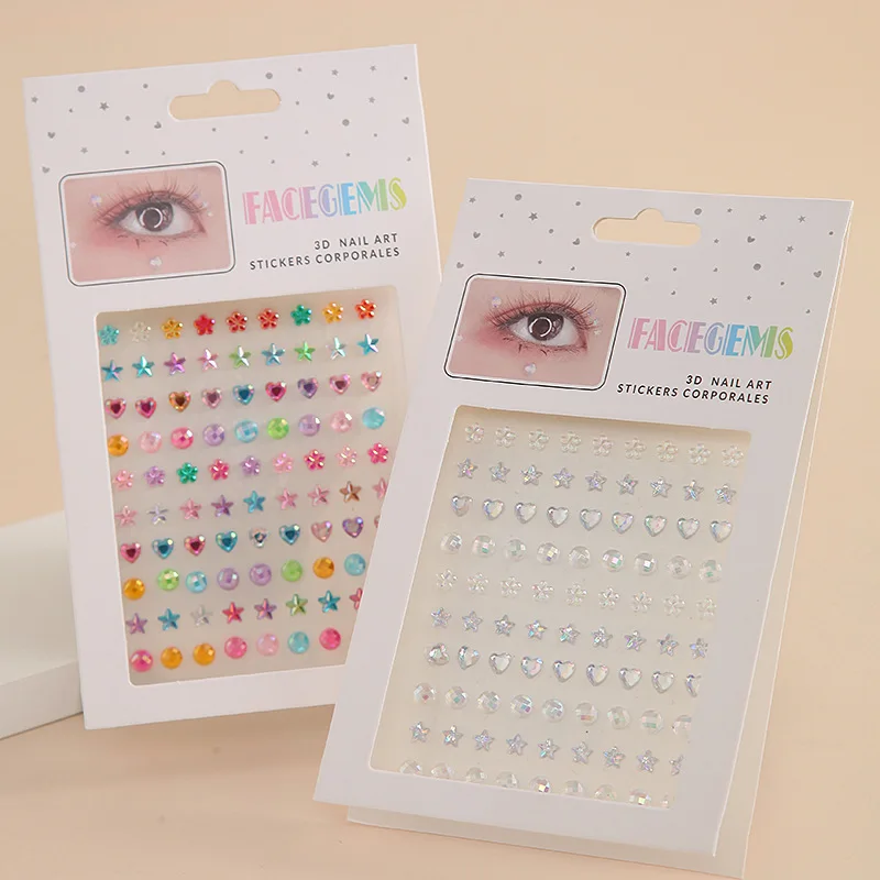 1 Sheet DIY Body Crystal Gems Tattoo Make Up Diamond Eyes Face Festival Adhesive Rhinestone Acrylic Eyeshadow Sticker 3Style New