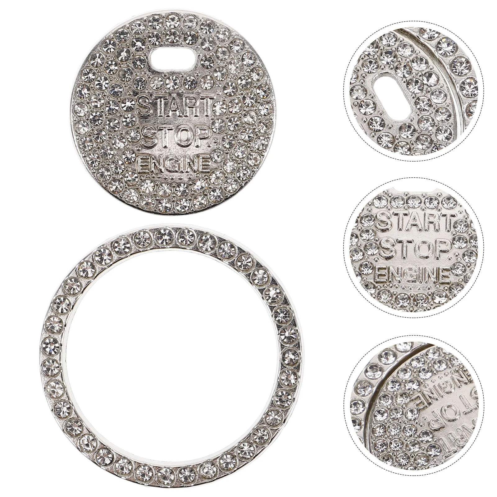 

Car Engine Start Ring Rhinestone Inlays Push to Start Button Cover Cute Design Protective Bling Car Accessories for Women