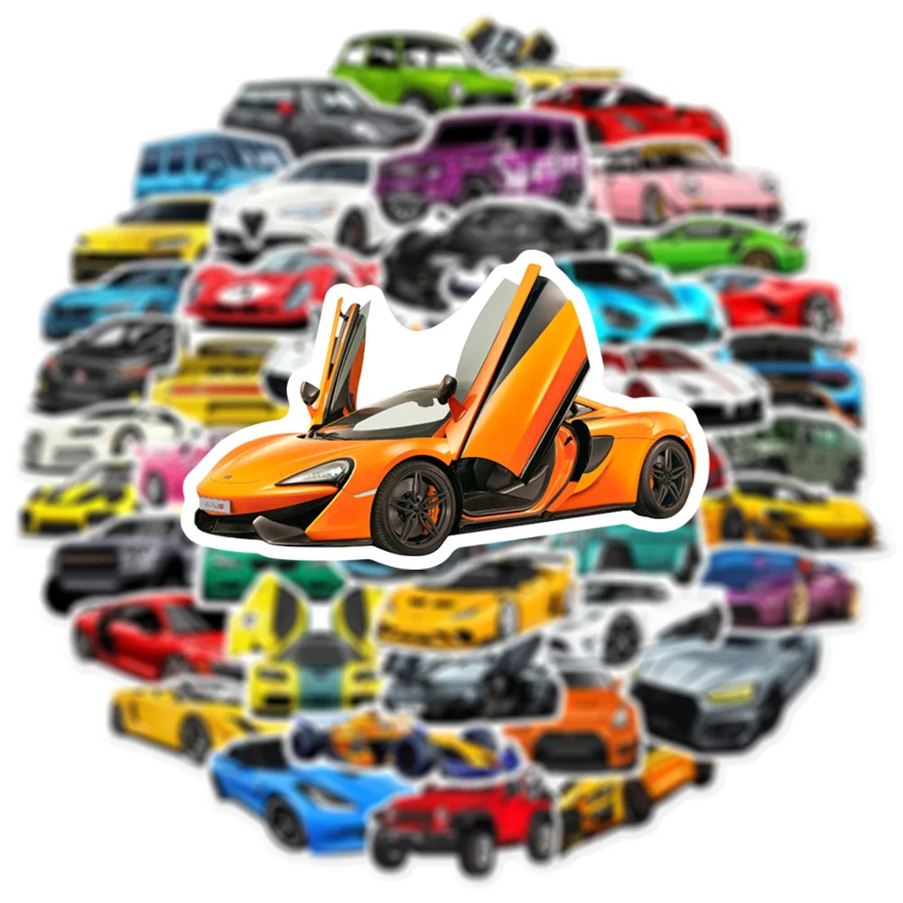 10/30/50PCS Cartoon New Cool Sports Car Personalized Graffiti Creative Sticker Desk Guitar Computer Waterproof Sticker Wholesale