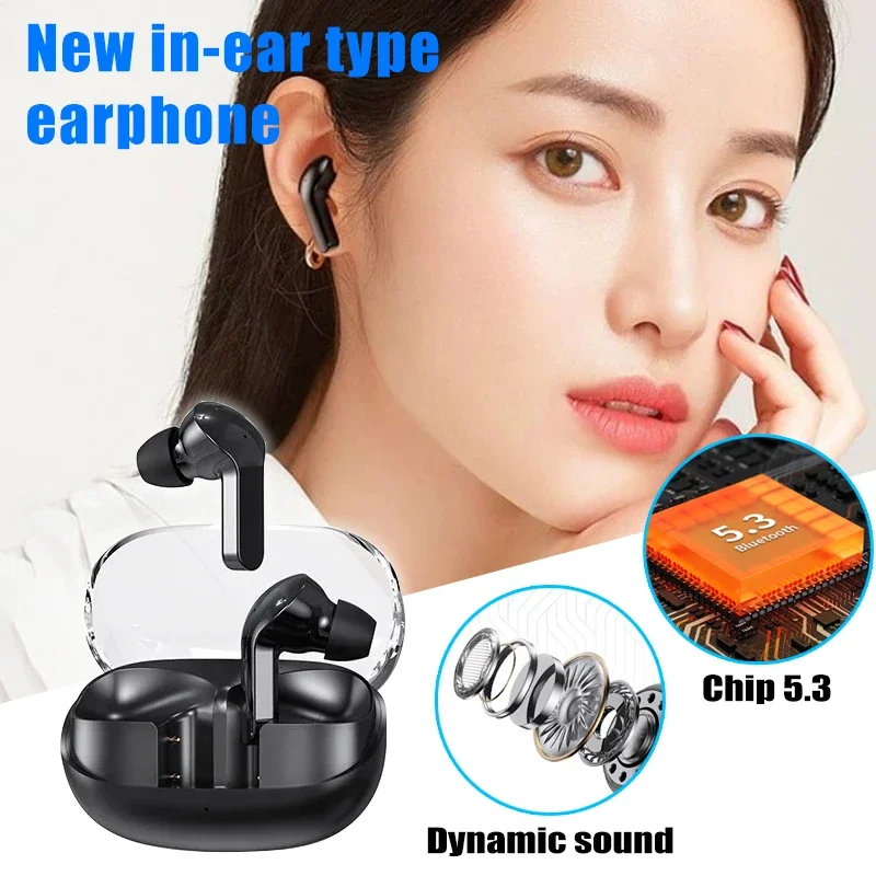 

Transparent shell in-ear Wireless Bluetooth Earphone with LED Display Touch Noise Canceling Earbuds Sports Music Game Headset