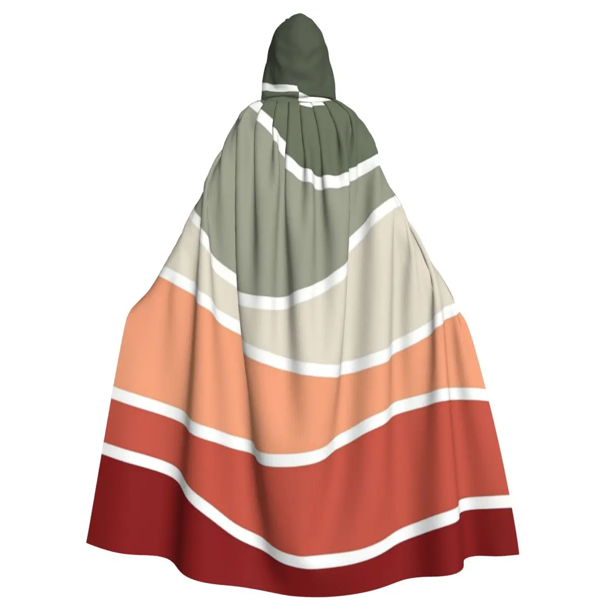 الأخضر والأحمر تصميم الرجعية نمط طويل مقنعين عباءة الساحرة القرون الوسطى زي تأثيري كيب HalloweenParty الكبار للجنسين