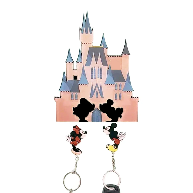 Acrylic Refrigerator Magnet Couple Keychain Hanger Cartoon Key Holder House Key Ring Pendant Anti-Lost Hanger Entry Home Decor