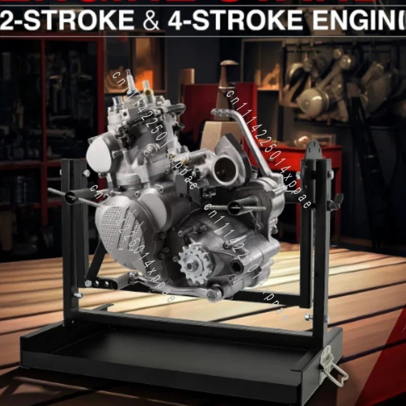 For Workshop Maintenance Rotating Motorcycle Engine Stand, Heavy Duty Engine Repair Bracket with Oil Drain Tray