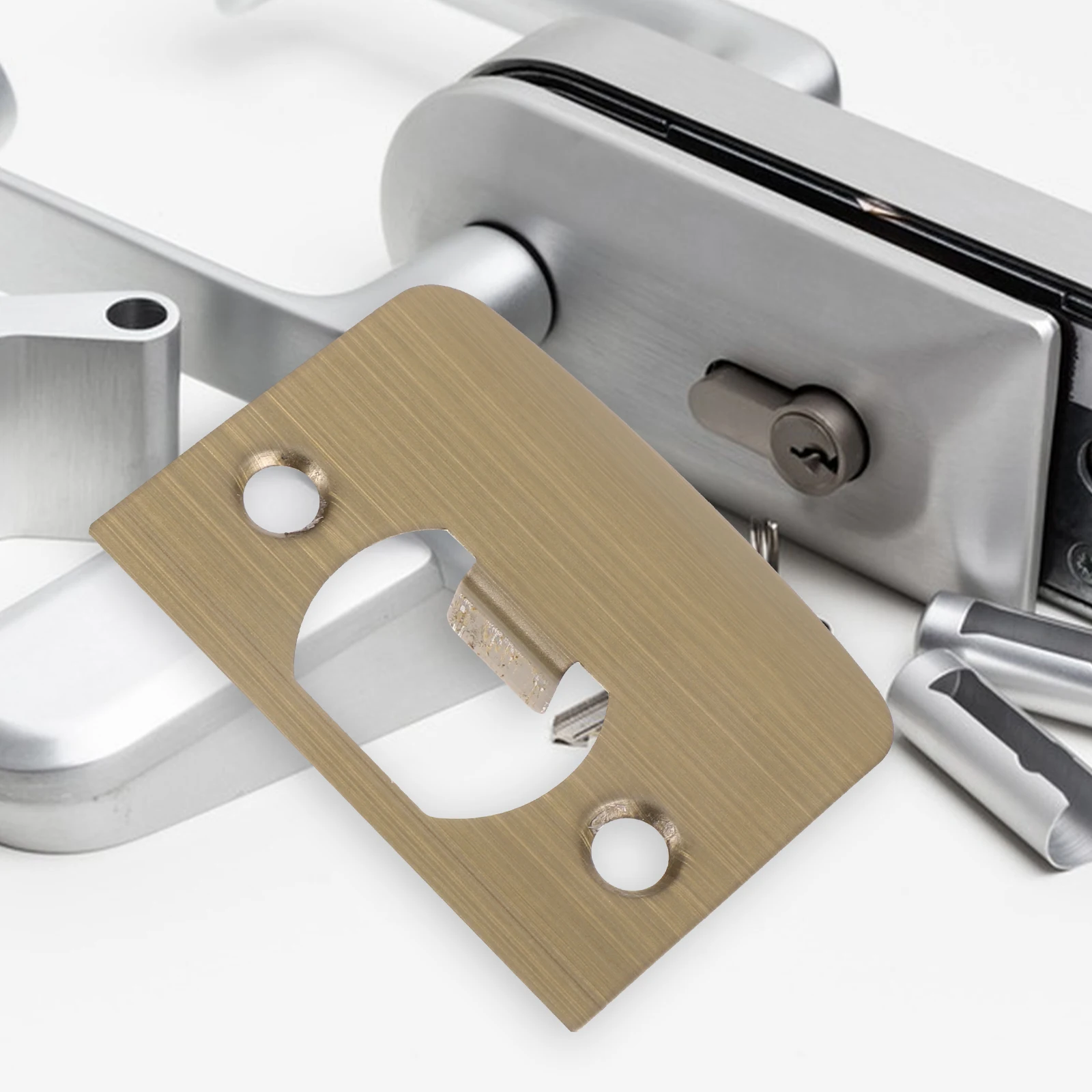 

4 pcs Stainless Steel Lock Tongue Guide Plate D type Bronze Color Door Strike Plates for Home House Doors