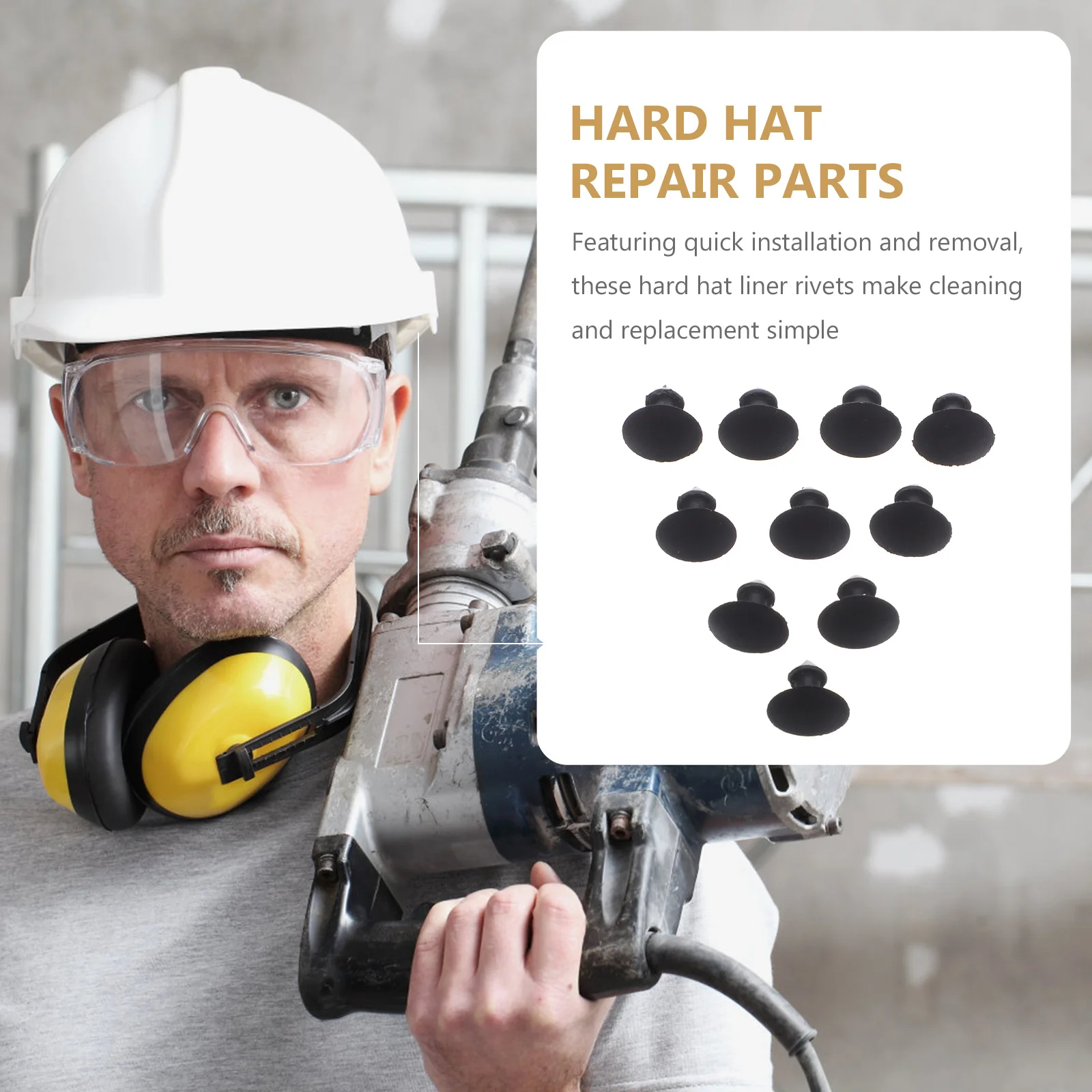 1000Pcs Safety Liner Studs Hard Hat Buckles Replacement Construction Visor Screws Rivets Clips Hard Hat Clip