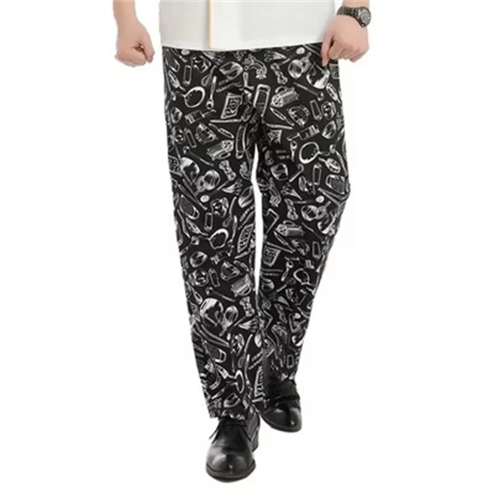 Nuevos pantalones de uniformes de restaurante para hombre, pantalones de cocina para mujer, pantalones de Chef, pantalones elásticos de servicio de comida, pantalones de trabajo de Chef a cuadros