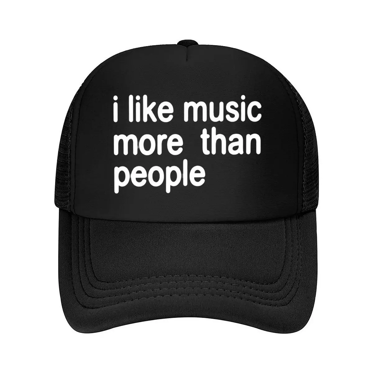 I Like Music More Than People Introvert Humor Mesh Baseball Cap Hip Hop