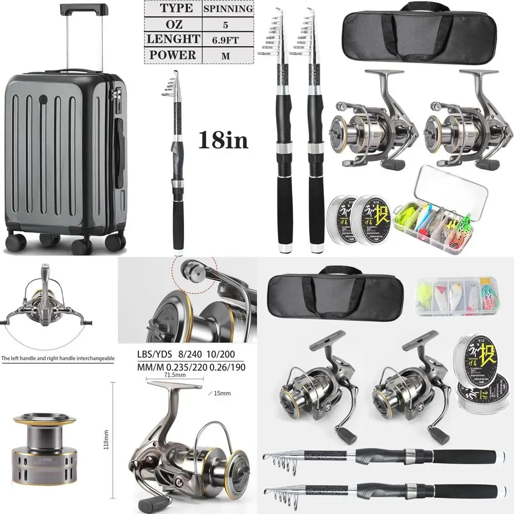 

Портативный набор для рыбалки: удочка из карбона и спиннинговая катушка с сумкой для переноски, для морской и пресноводной рыбалки